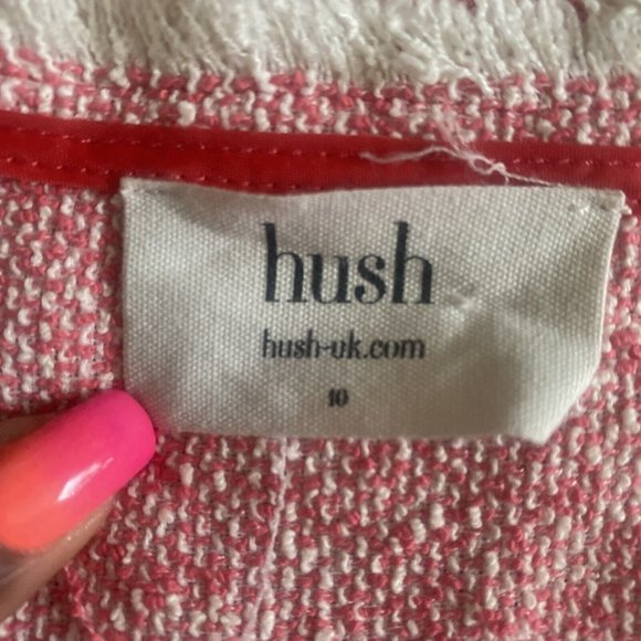 Hush Top 10 Pink Melange Textured Cotton Blend Raw Edge Frayed Boxy Boho - Picture 10 of 11